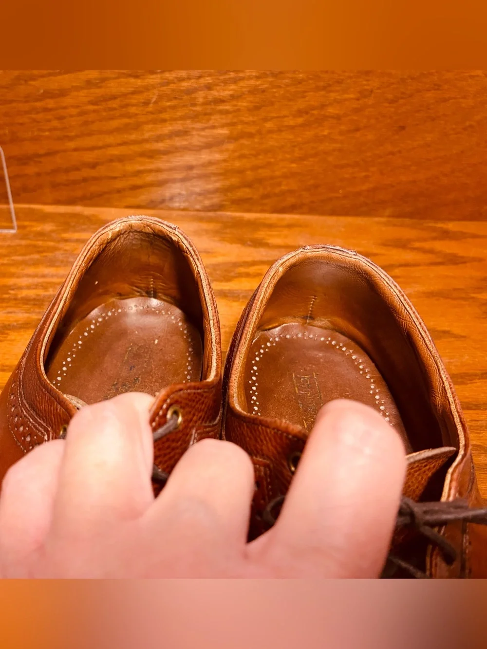 VTG Johnston & Murphy Brogue Wingtip Oxford Shoes Brown Leather Men’s Size 12